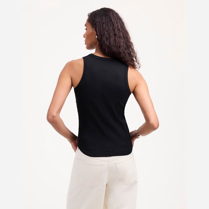 black womens madewell regenerative baumwolle gerippter ausschnitt tank