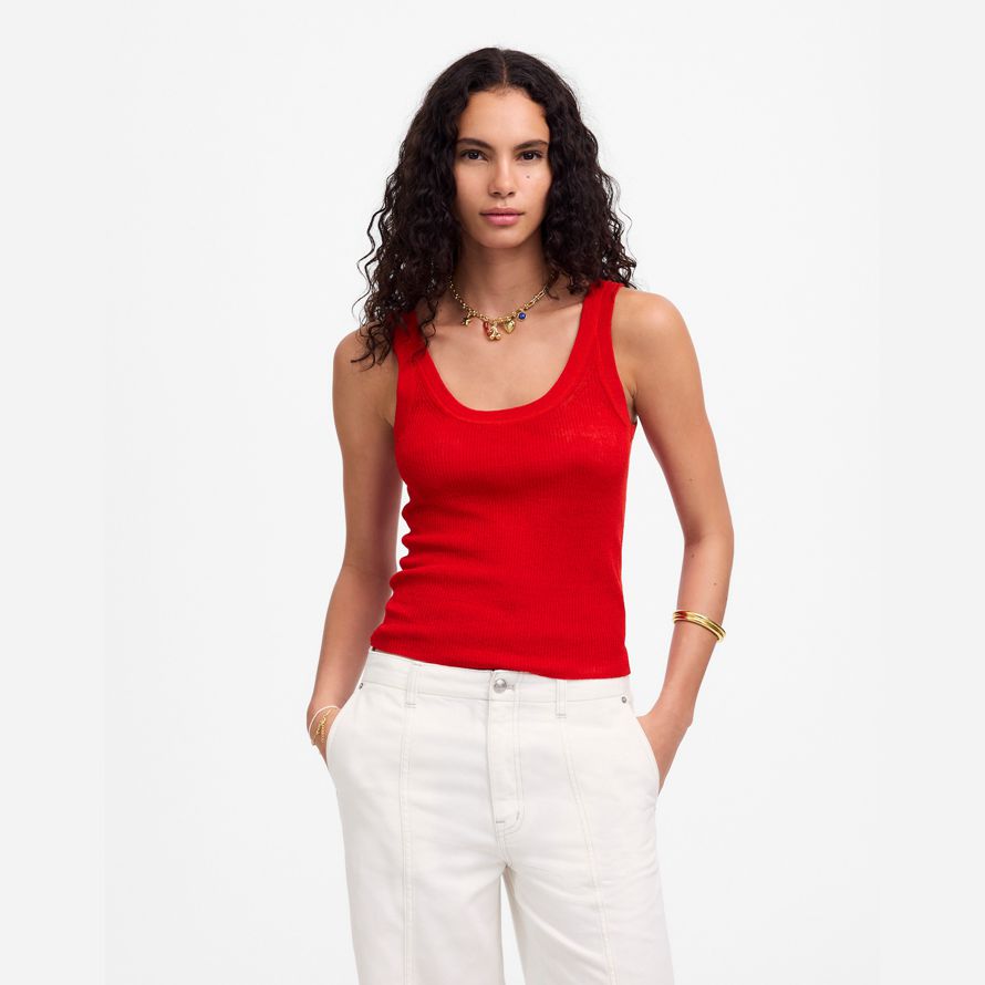 rote damen madewell linen-blend scoopneck sweater tank