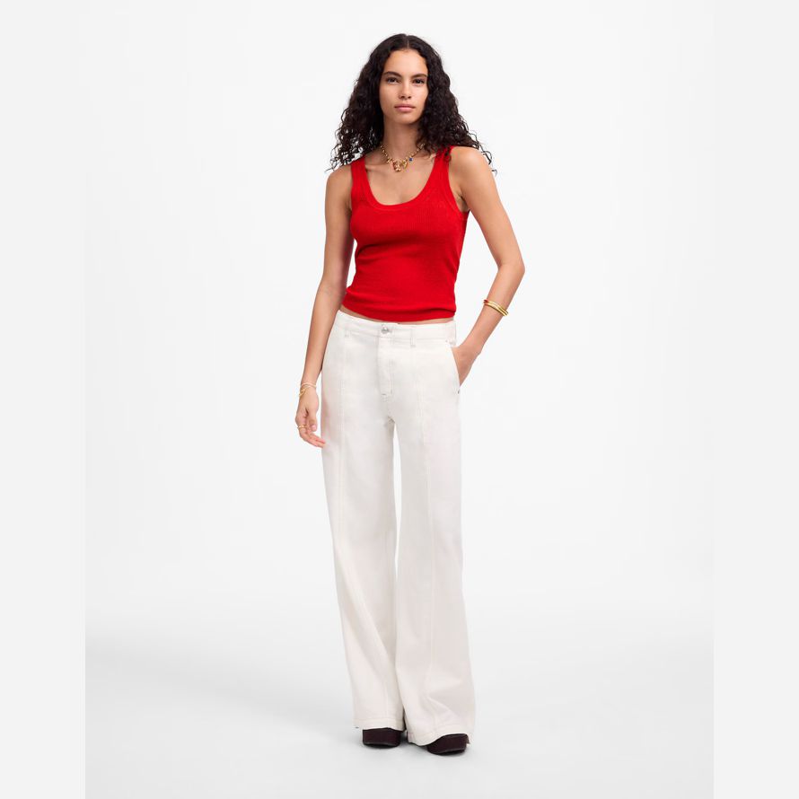 rote damen madewell linen-blend scoopneck sweater tank