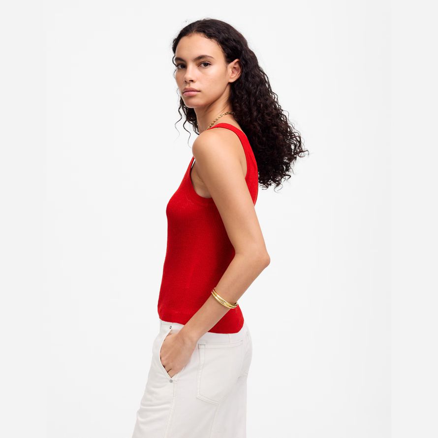 rote damen madewell linen-blend scoopneck sweater tank