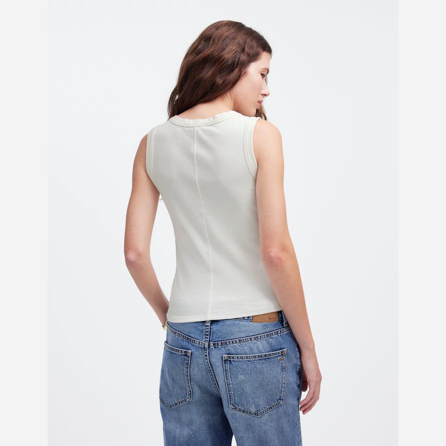 damen madewell regenerative baumwolle gerippte high v-neck tank white