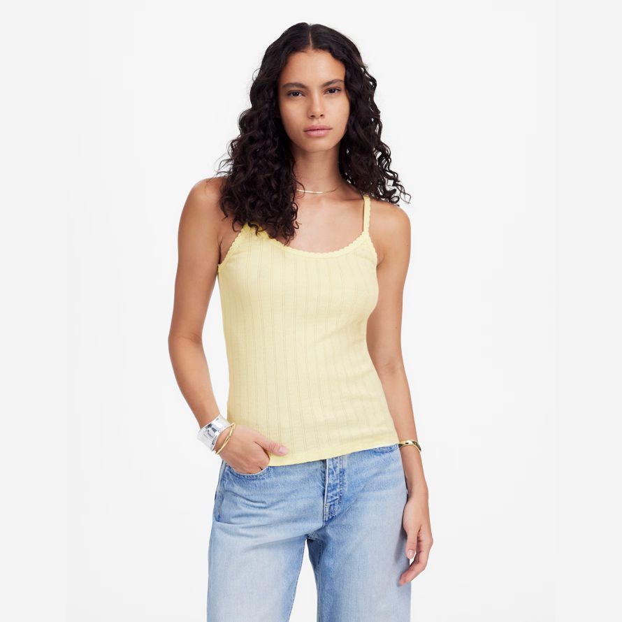 licht gelb madewell leset pointelle tank womens