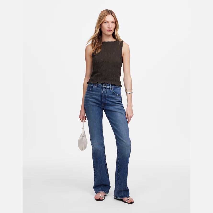 madewell gesmokt boatneck damen tank-dark chocolate