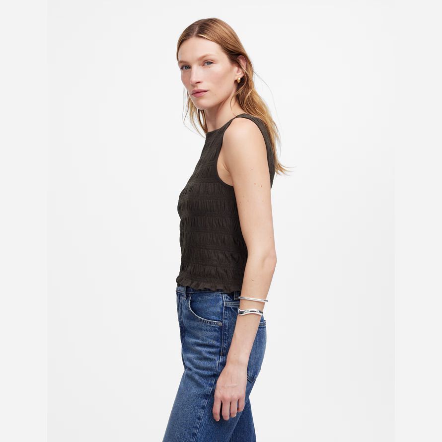 madewell gesmokt boatneck damen tank-dark chocolate