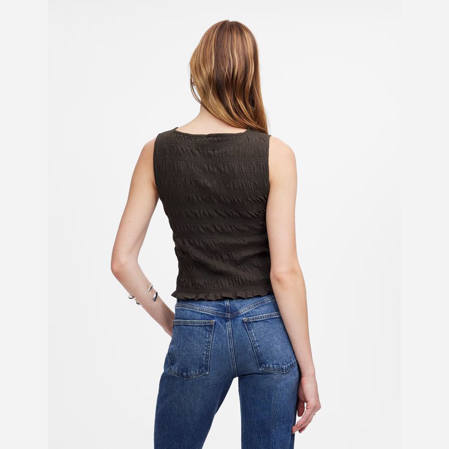 madewell gesmokt boatneck damen tank-dark chocolate