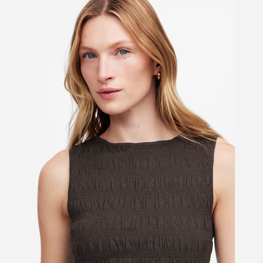 madewell gesmokt boatneck damen tank-dark chocolate