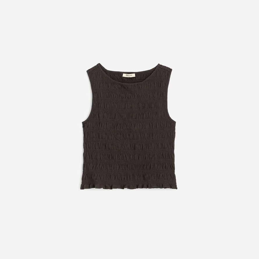 madewell gesmokt boatneck damen tank-dark chocolate