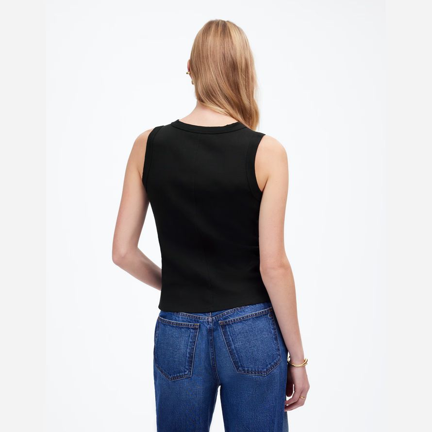 schwarz madewell regenerative baumwolle gerippte high v-neck womens tank