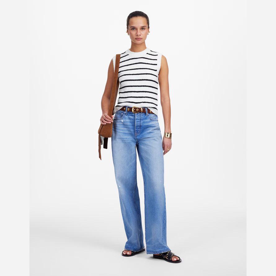 weiß schwarz damen madewell boucl�-knit sweater tank