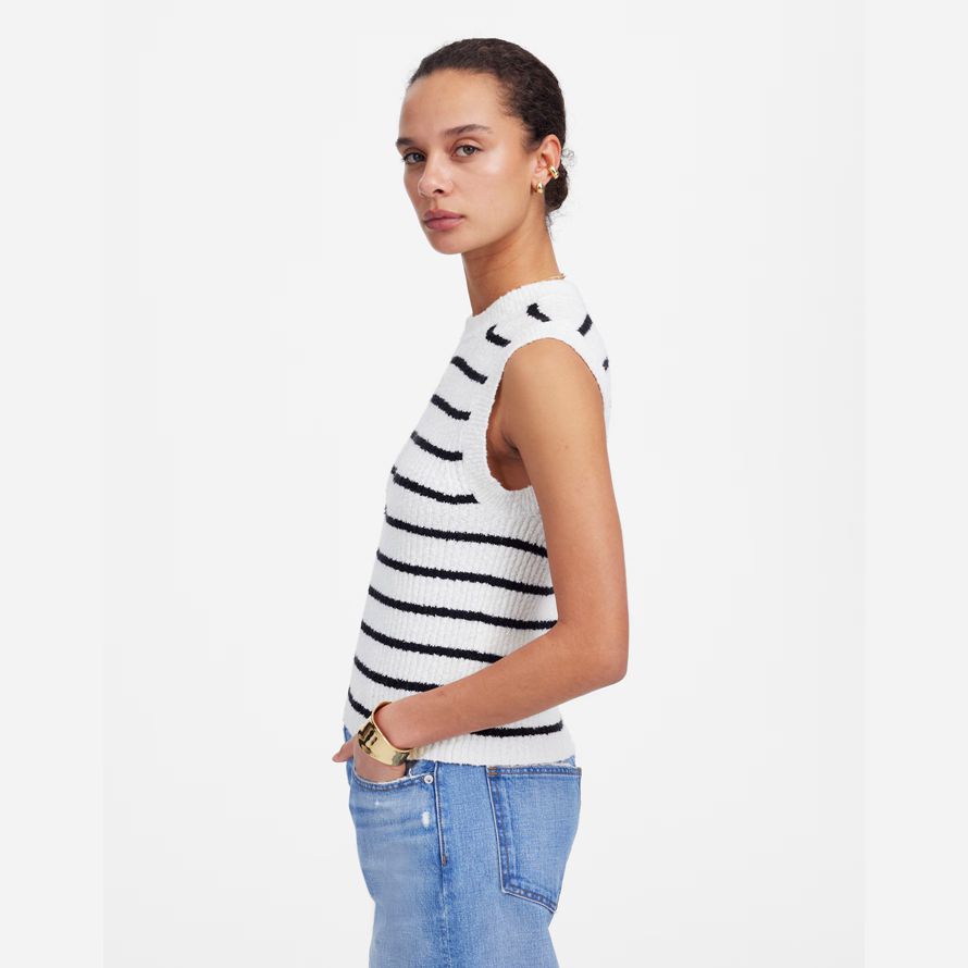 weiß schwarz damen madewell boucl�-knit sweater tank
