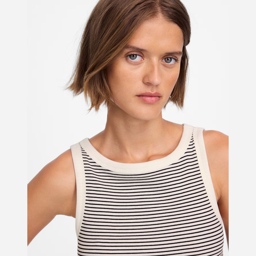 madewell regenerative baumwolle wesentliche high-neck womens tank weiß schwarz