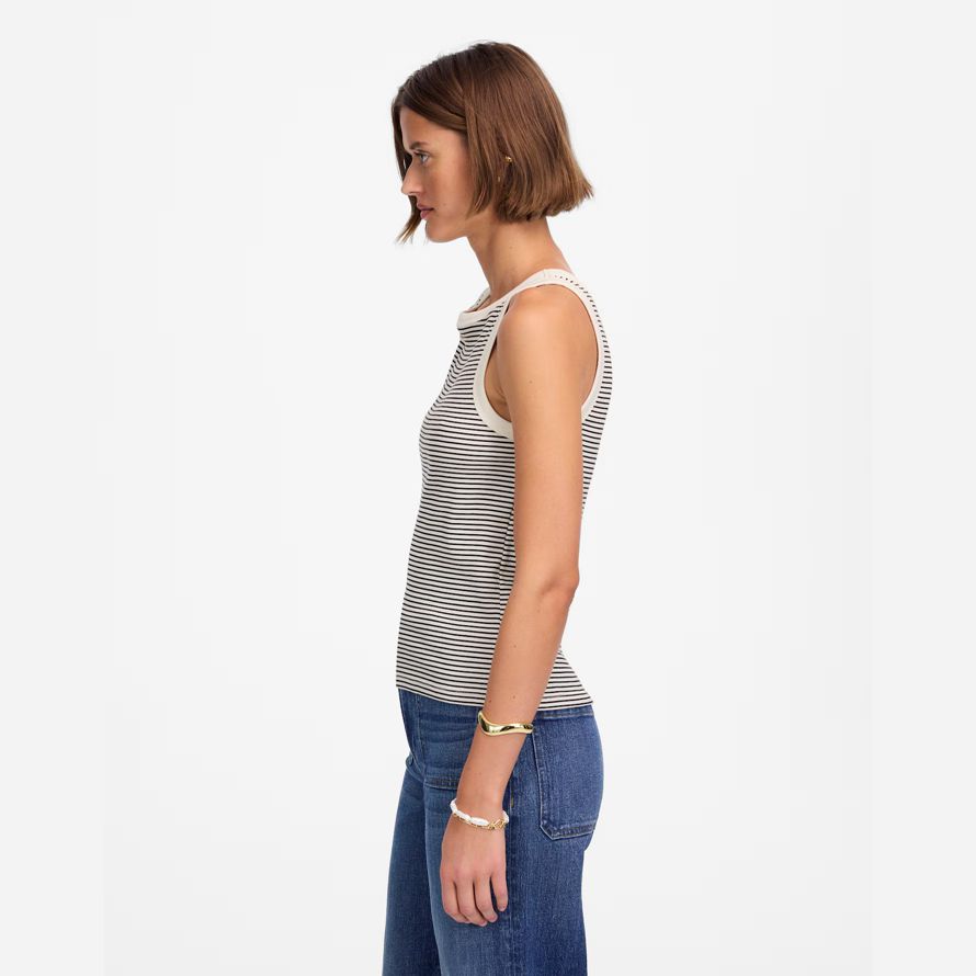 madewell regenerative baumwolle wesentliche high-neck womens tank weiß schwarz