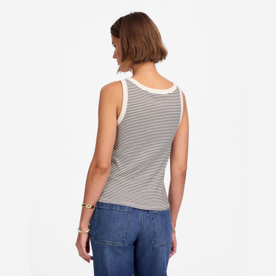 madewell regenerative baumwolle wesentliche high-neck womens tank weiß schwarz