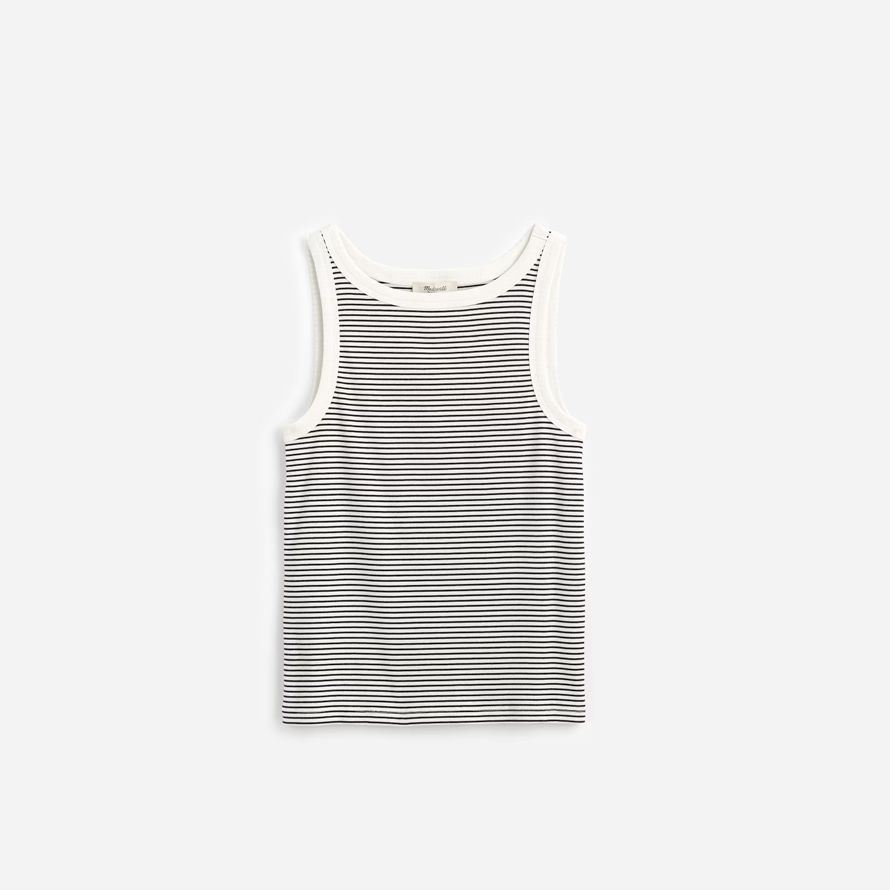 madewell regenerative baumwolle wesentliche high-neck womens tank weiß schwarz