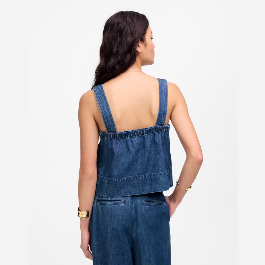 damen madewell squareneck denim tank blau