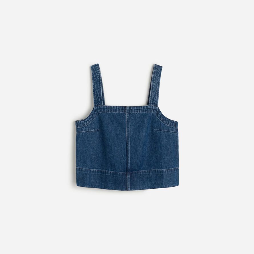 damen madewell squareneck denim tank blau