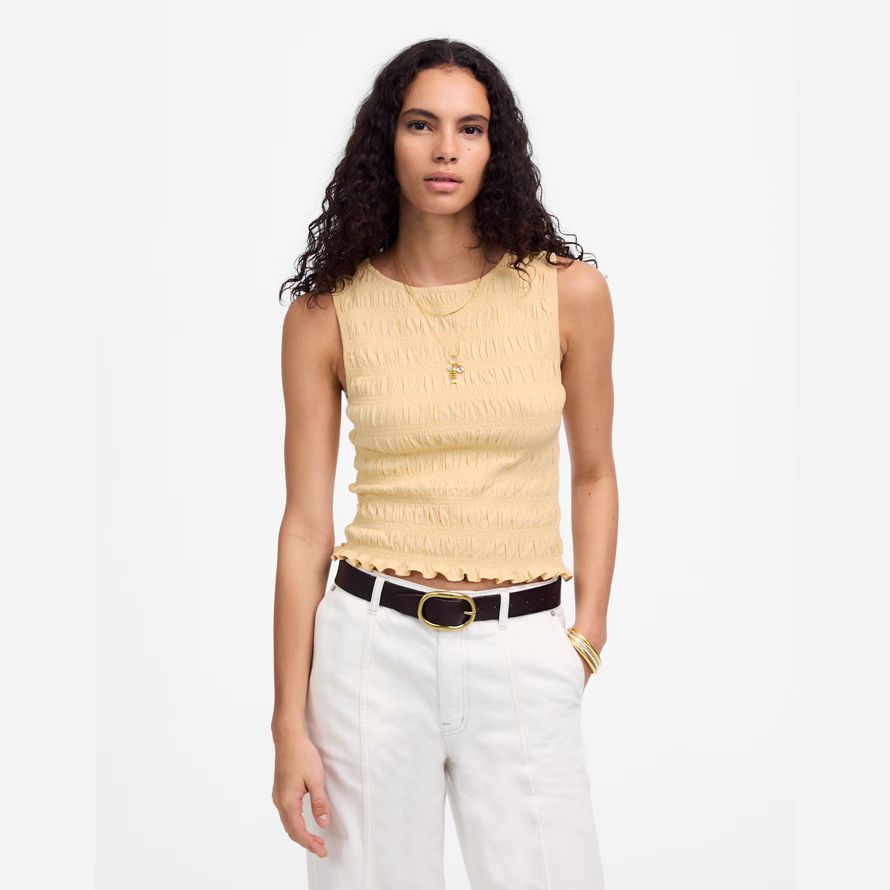 gelb madewell gesmokt boatneck tank womens