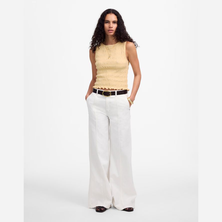 gelb madewell gesmokt boatneck tank womens