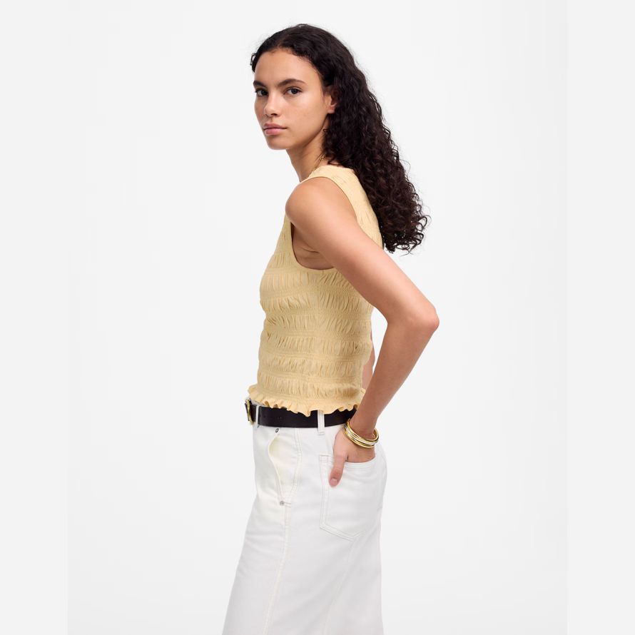 gelb madewell gesmokt boatneck tank womens