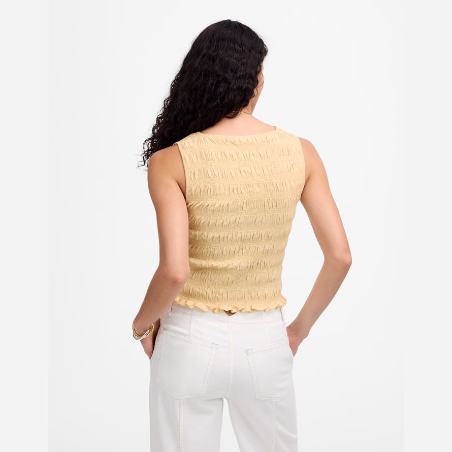 gelb madewell gesmokt boatneck tank womens