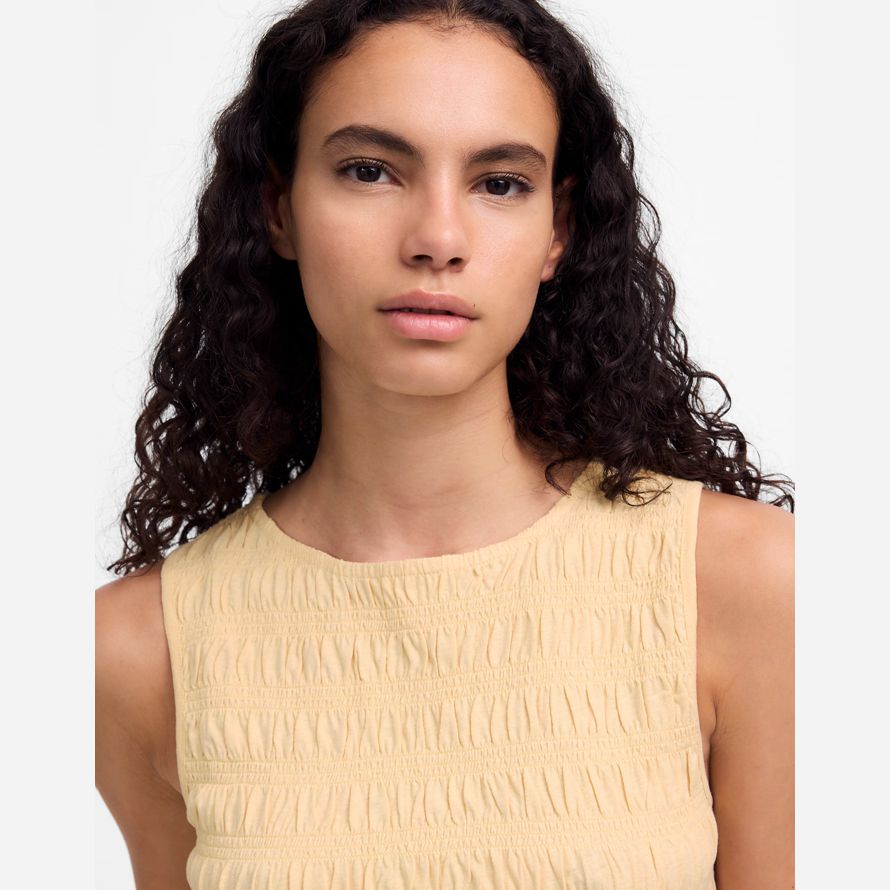 gelb madewell gesmokt boatneck tank womens
