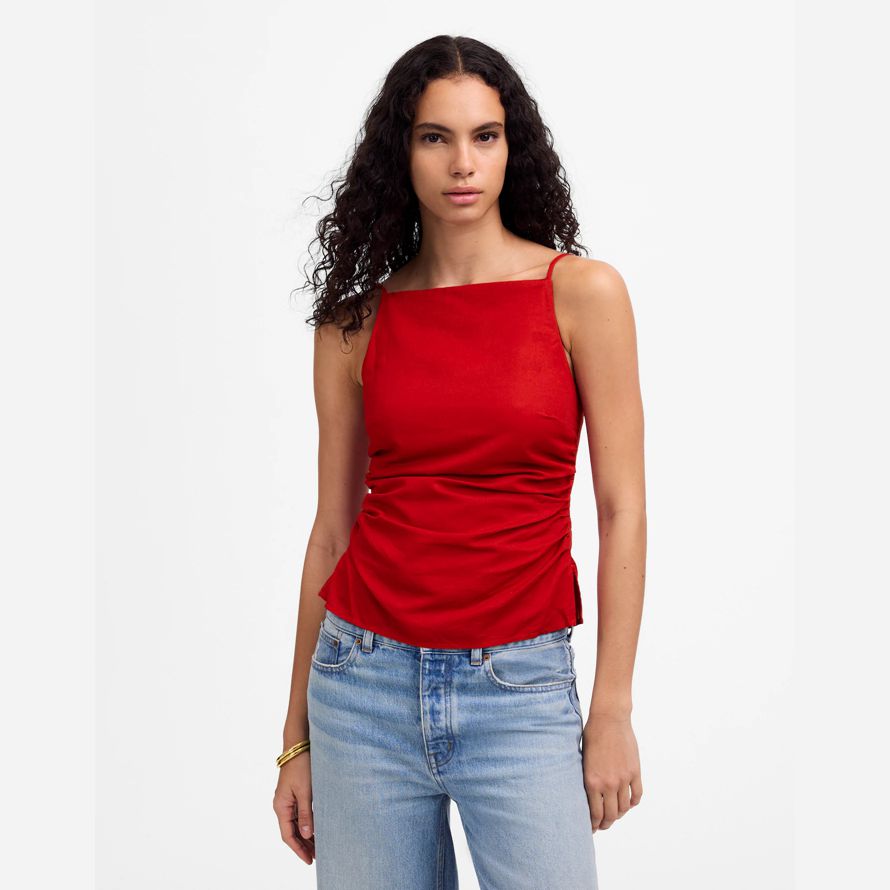 red madewell geraffte squareneck womens tank