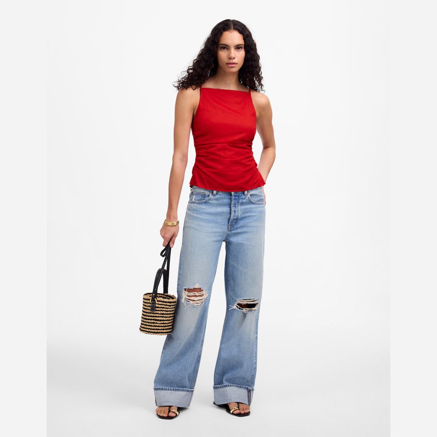 red madewell geraffte squareneck womens tank
