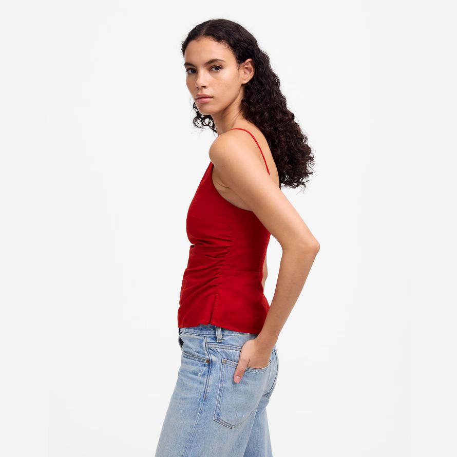 red madewell geraffte squareneck womens tank