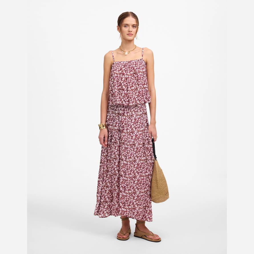 damen madewell geraffte squareneck tank dark red beige