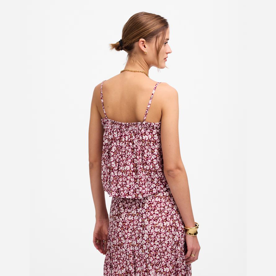damen madewell geraffte squareneck tank dark red beige
