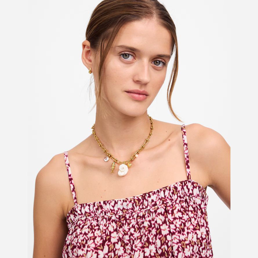 damen madewell geraffte squareneck tank dark red beige
