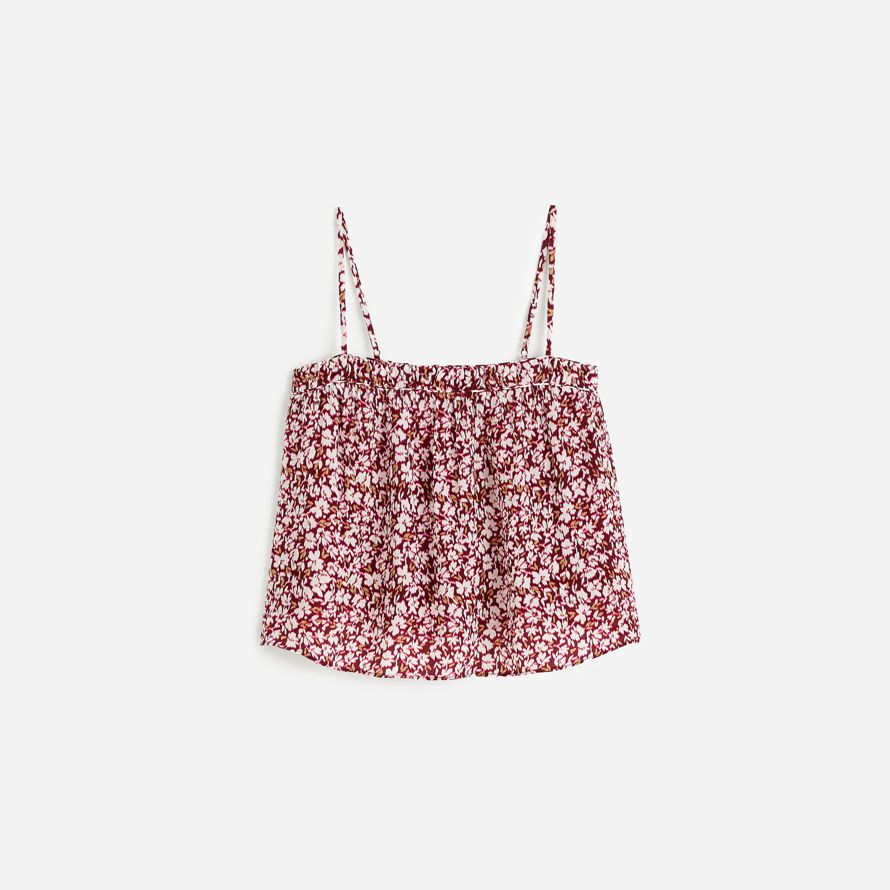 damen madewell geraffte squareneck tank dark red beige