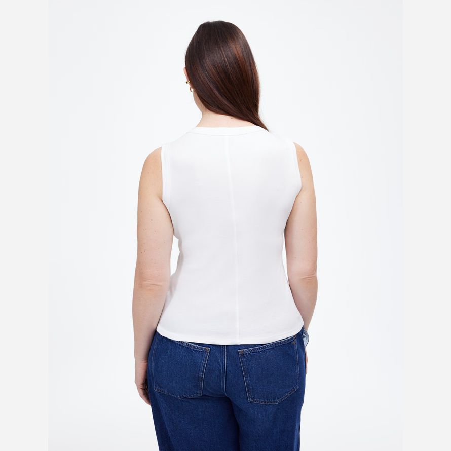 weiße madewell regenerative baumwolle gerippte high v-neck womens tank