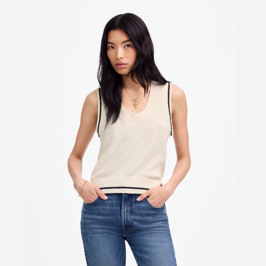 madewell boucl�-knit sweater womens tank creme