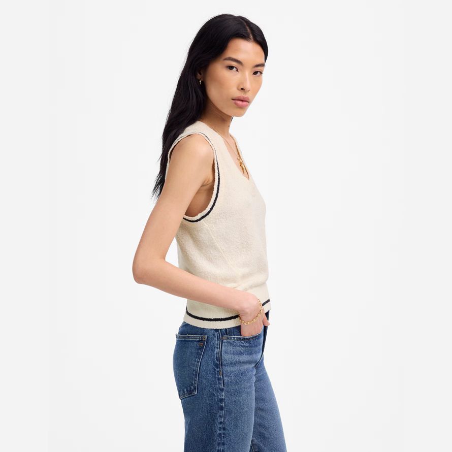 madewell boucl�-knit sweater womens tank creme