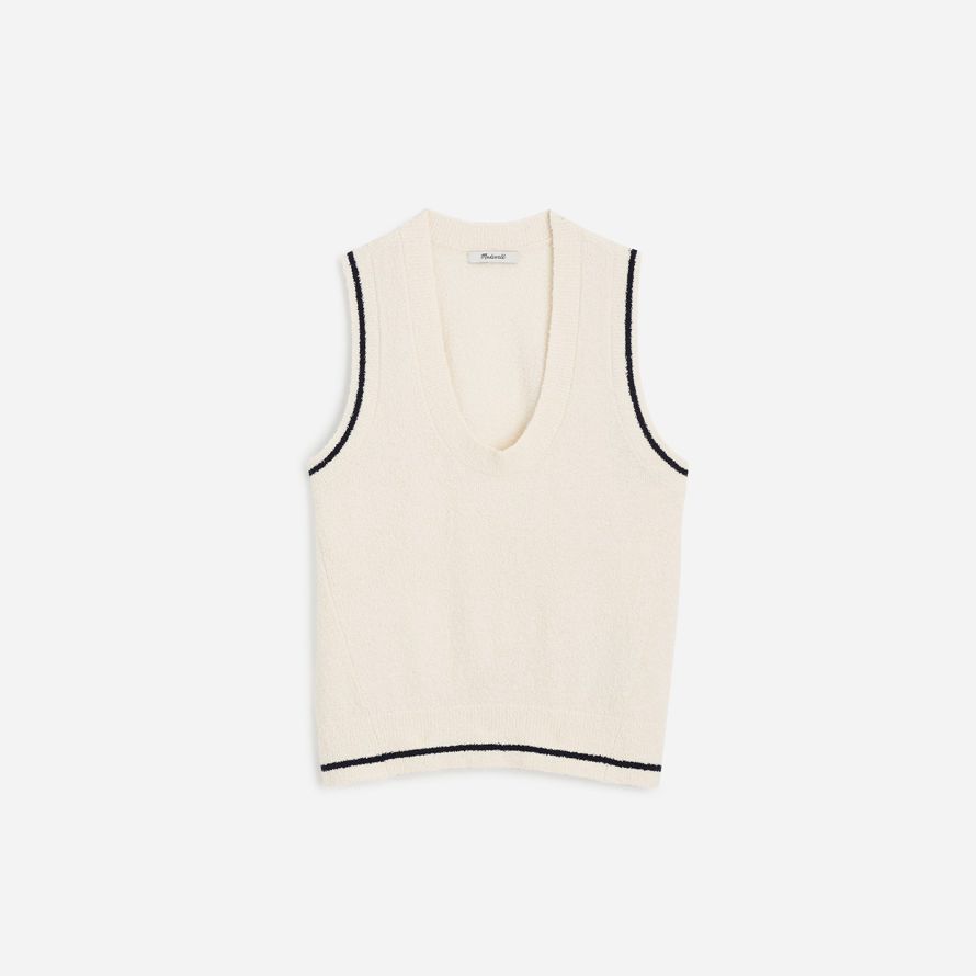 madewell boucl�-knit sweater womens tank creme
