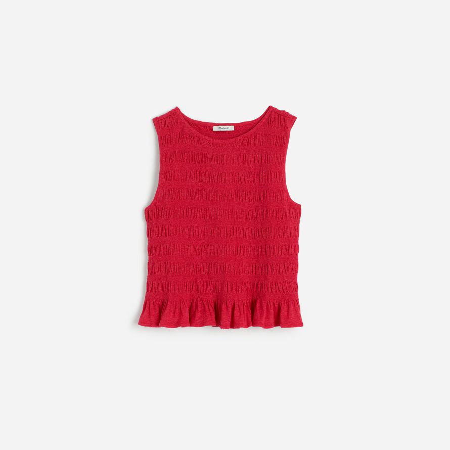 rote damen madewell gesmokt boatneck tank