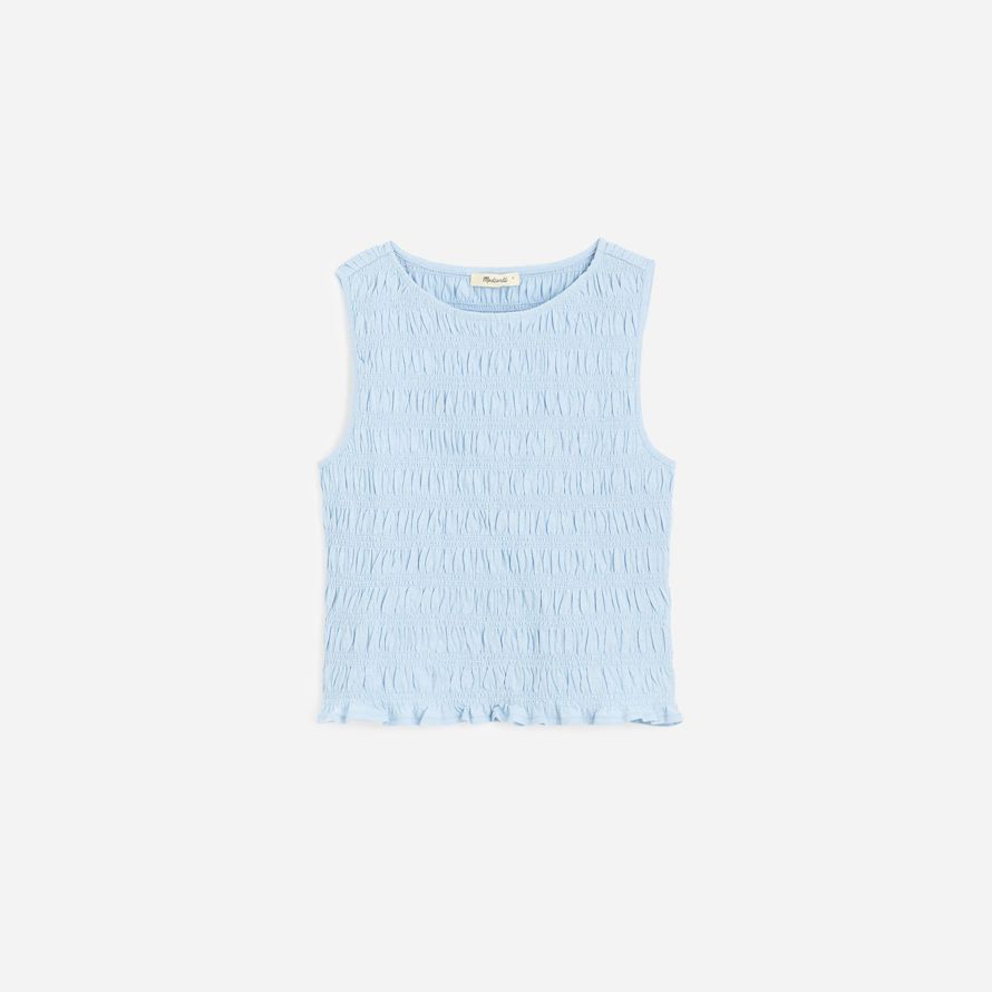 madewell gesmokt boatneck damen tank-hellblau