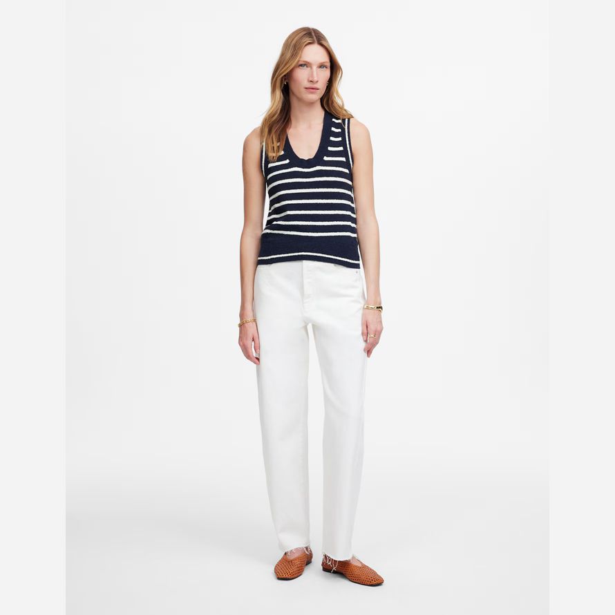 navy white womens madewell boucl�-knit sweater tank
