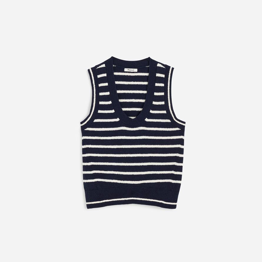 navy white womens madewell boucl�-knit sweater tank