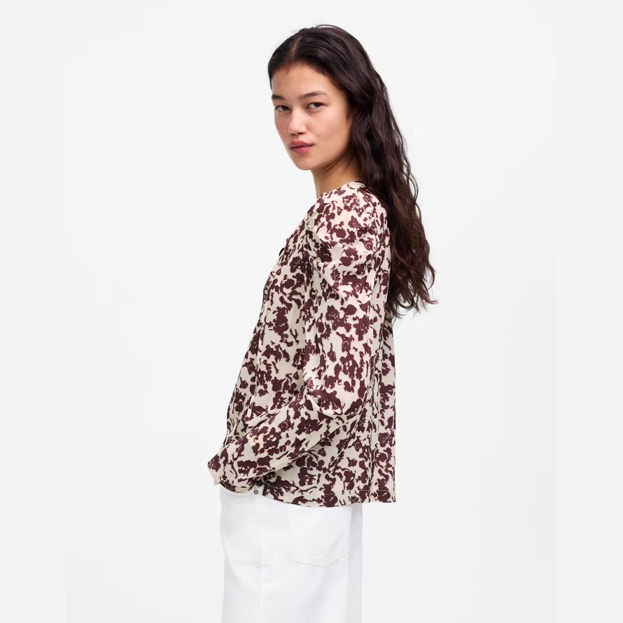 madewell draped tie-front womens top burgundy beige