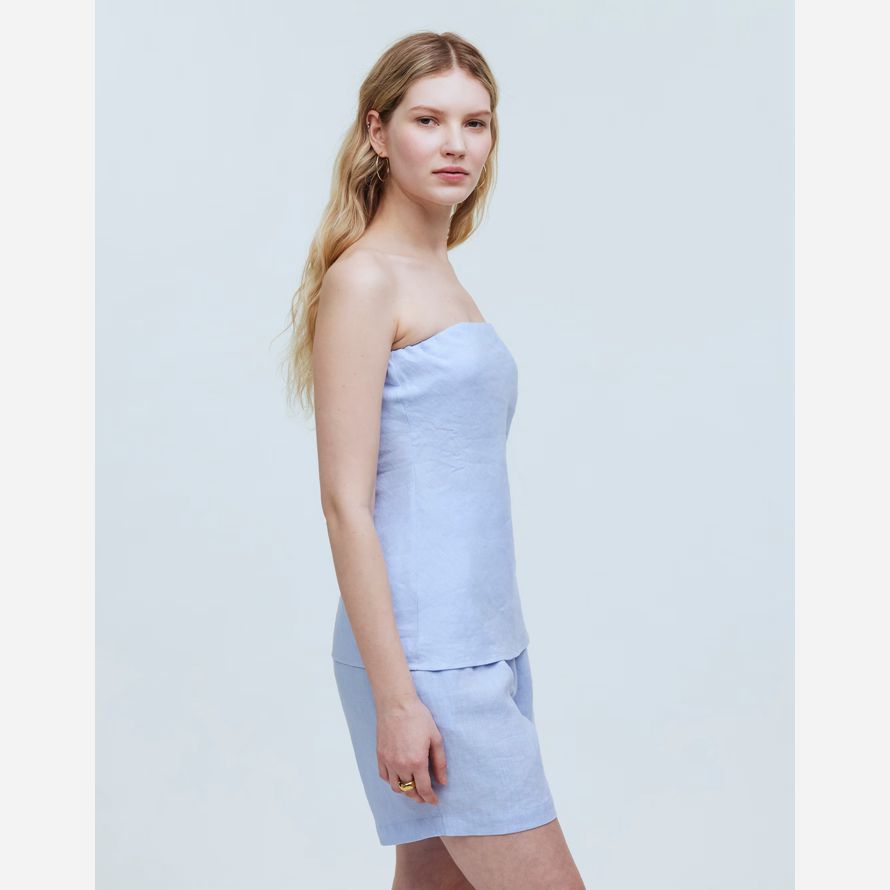 blau damen madewell donni leinen tube top