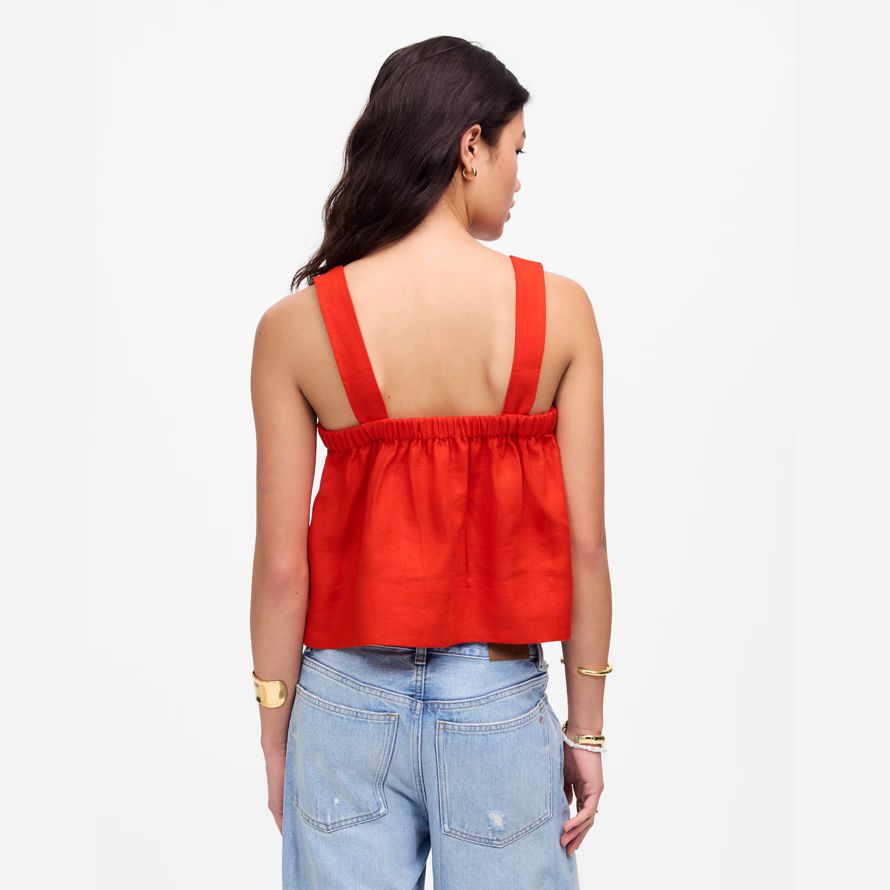 red madewell kontrast-stich squareneck womens top