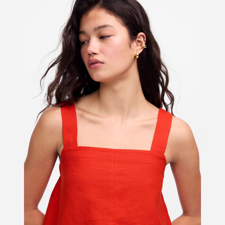 red madewell kontrast-stich squareneck womens top