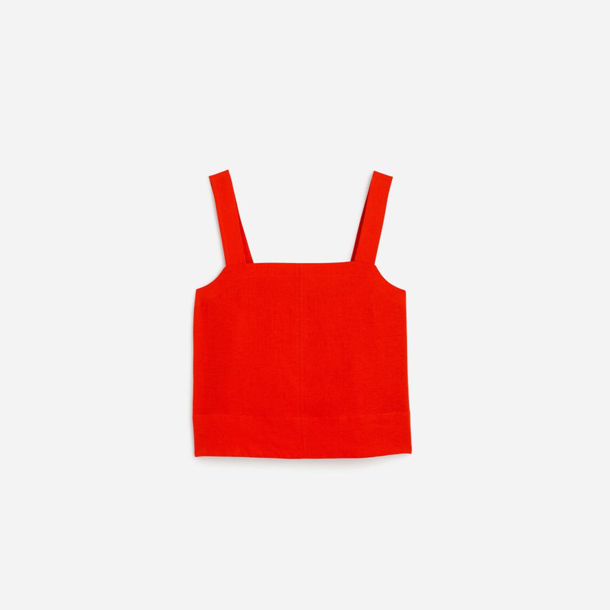 red madewell kontrast-stich squareneck womens top