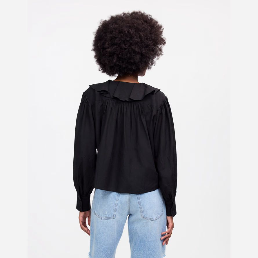schwarz madewell ruffled pintucked long-sleeve womens top