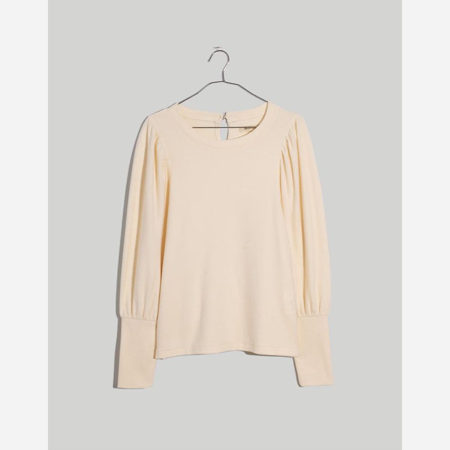 madewell gebürstet puff-sleeve womens top creme
