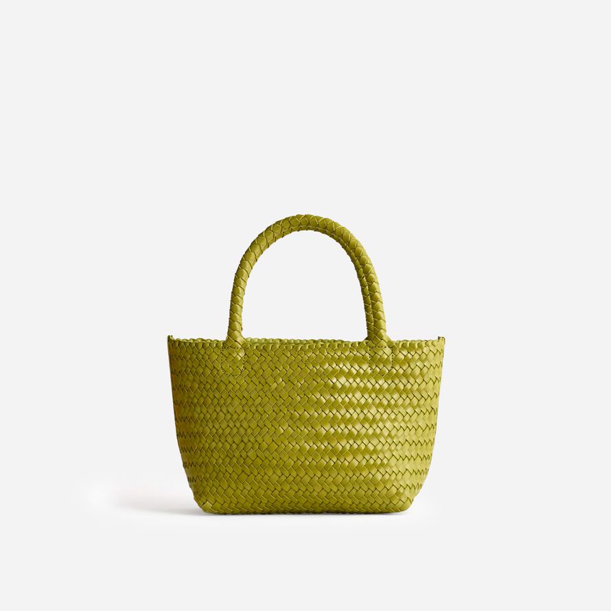 madewell die handgewebte mini damen tote-tasche grün