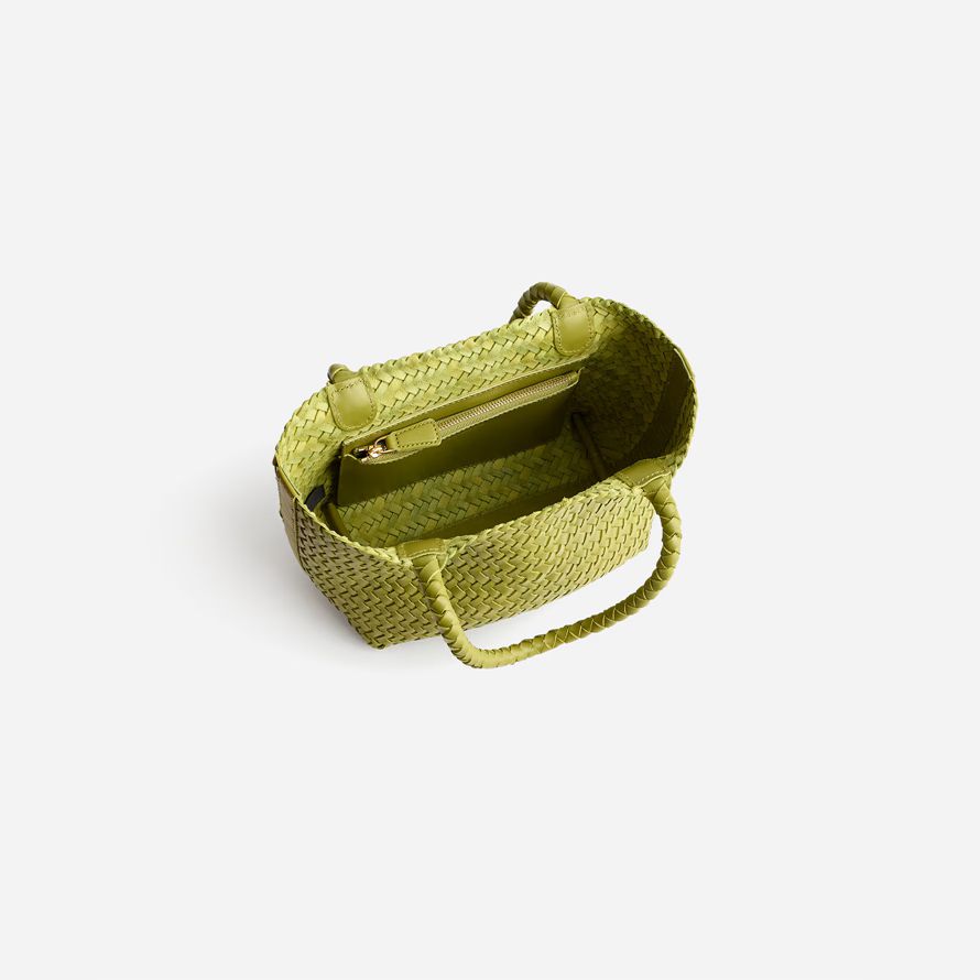madewell die handgewebte mini damen tote-tasche grün
