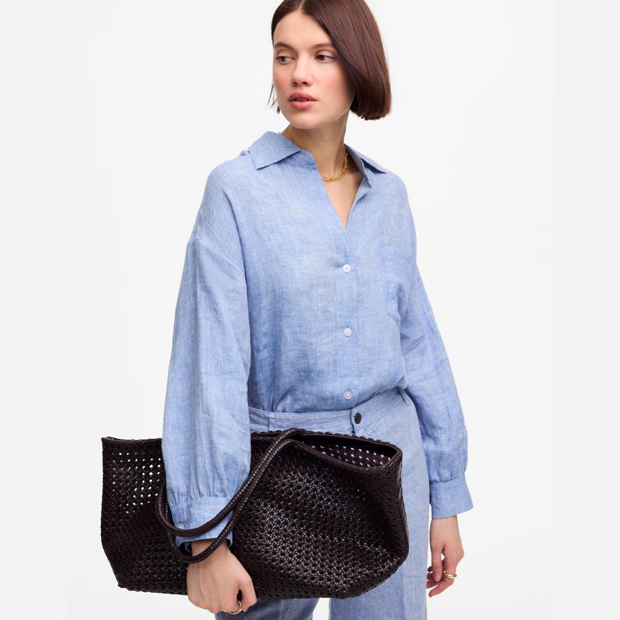 madewell den handwoven cane damen tote-tasche schokolade
